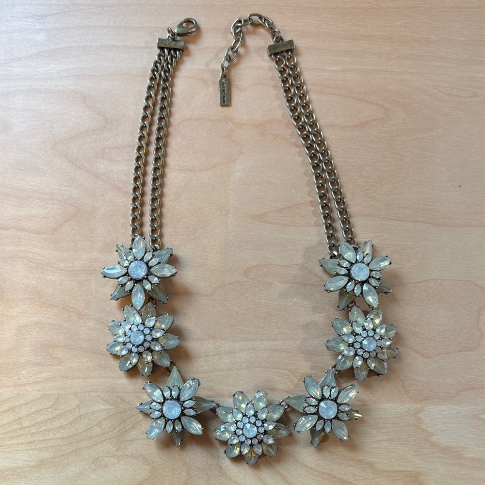 BaubleBar Gold and White Floral Necklace